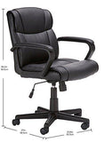 AmazonBasics Classic Leather-Padded Mid-Back Office Desk Chair with Armrest - Black