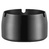 Xiuban Stainless Steel Ashtray, Outdoor Indoor Ashtray, Home Office Decoration Desktop High Temperature Resistant Drop Resistant Round Design (Black)