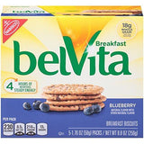 belVita Breakfast Biscuits, Blueberry Flavor, 30 Packs (4 Biscuits Per Pack)