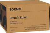 Amazon Brand - 100 Ct. Solimo Dark Roast Coffee Pods, French Roast, Compatible with Keurig 2.0 K-Cup Brewers