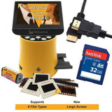 Wolverine Titan 8-in-1 20MP High Resolution Film to Digital Converter with 4.3" Screen and HDMI output, Worldwide Voltage 110V/240V AC Adapter, 32GB