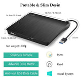 [Updated Version]Cocopa External CD DVD Drive USB 3.0 Portable CD DVD +/-RW Drive Slim DVD/CD Rom Rewriter Burner Writer, High Speed Data Transfer
