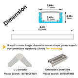 hunhun 20-Pack 3.3ft/1Meter U Shape LED Aluminum Channel System with Milky Cover, End Caps and Mounting Clips, Aluminum Profile for LED