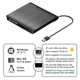 ROOFULL External DVD Drive USB 3.0, Portable CD DVD +/-RW Optical Drive Burner Writer for Windows 10/8 / 7 Laptop Desktop Black