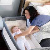 Mika Micky Bedside Sleeper Easy Folding Portable Crib,Grey