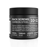 AC Infinity Carbon Steel 10/32 Rack Screws and Nylon Washers. 50-piece set for equipment server racks, enclosures, and cabinets.