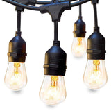 48 FT Outdoor String Lights Commercial Great Weatherproof Strand Edison Vintage 15 Bulbs
