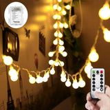 33ft 100 LEDs Battery Operated String Lights Globe Fairy Lights with Remote Control