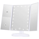 KOOLORBS Makeup 21 Led Vanity Mirror with Lights, 1x 2x 3x Magnification, Touch Screen Switch, 180 Degree Rotation, Dual Power Supply, White