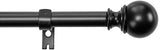 AmazonBasics 1" Curtain Rod with Round Finials - 36" to 72", Black (2-Pack)