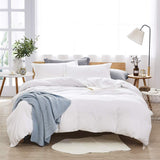 Dreaming Wapiti Duvet Cover King 100% Washed Microfiber 3pcs Bedding Set,Solid Color - Soft and Breathable with Zipper Closure & Corner Ties (White)
