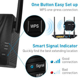 WiFi Extender- WiFi Range Extender Up to 750Mbps, WiFi Signal Booster, 2.4 & 5GHz Dual Band WiFi Repeater