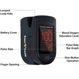 Zacurate Pro Series 500DL Fingertip Pulse Oximeter Blood Oxygen Saturation Monitor with Silicon Cover, Batteries & Lanyard (Royal Black)