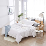 Dreaming Wapiti Duvet Cover King 100% Washed Microfiber 3pcs Bedding Set,Solid Color - Soft and Breathable with Zipper Closure & Corner Ties (White)