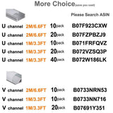 hunhun 20-Pack 3.3ft/1Meter U Shape LED Aluminum Channel System with Milky Cover, End Caps and Mounting Clips, Aluminum Profile for LED