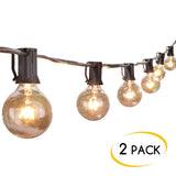 2-Pack 25Ft Outdoor Patio String Lights with 25 Clear Globe G40 Bulbs