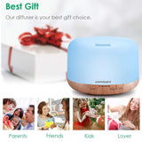 URPOWER OD-501 500ml Aromatherapy Essential Oil Diffuser Humidifier Room Decor Lighting with 4 Timer Settings, 7 LED Color Changing Lamps