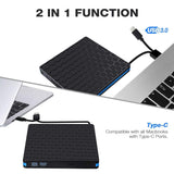 External DVD Drive, M WAY USB 3.0 Type C CD Drive, Dual Port DVD-RW Player, Portable Optical Burner Writer Rewriter, High Speed Data Transfer