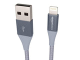 AmazonBasics Double Braided Nylon Lightning to USB Cable, Advanced Collection, MFi Certified iPhone Charger, Dark Grey, 10 Foot