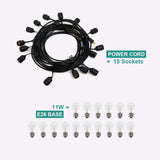 48 FT Outdoor String Lights Commercial Great Weatherproof Strand Edison Vintage 15 Bulbs