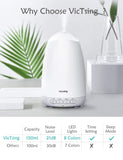 VicTsing 150ml Essential Oil Diffuser, 3rd Version Aromatherapy Diffusers Ultrasonic Cool Mist Humidifier with Sleep Mode, Waterless Auto-Off -White