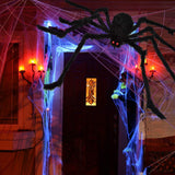 200" Halloween Spider Web + 59" Giant Spider Decorations Fake Spider