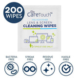Care Touch Lens Cleaning Wipes, Pre Moistened Cleansing Cloths Great for Eyeglasses, Tablets, Camera Lenses, Screens, Keyboards