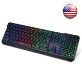 ⭐️KLIM Chroma Wireless Gaming Keyboard - USB with Led Rainbow Lighting - Backlit, Ergonomic, Quiet, Water Resistant - Black RGB PC Windows PS4