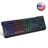 ⭐️KLIM Chroma Wireless Gaming Keyboard - USB with Led Rainbow Lighting - Backlit, Ergonomic, Quiet, Water Resistant - Black RGB PC Windows PS4