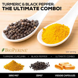 Turmeric Curcumin Highest Potency 95% Standardized Curcuminoids 1950mg with Bioperine for Best Absorption, Made in USA