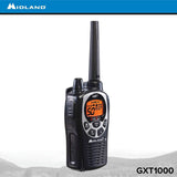 Midland - GXT1000VP4, 50 Channel GMRS Two-Way Radio - Up to 36 Mile Range Walkie Talkie, 142 Privacy Codes, Waterproof (3 Pack) (Black/Silver)