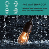 48 FT Outdoor String Lights Commercial Great Weatherproof Strand Edison Vintage 15 Bulbs