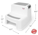 2 Step Stool for Kids (Gray 2 Pack) | Toddler Stool for Toilet Potty Training | Slip Resistant Soft Grip for Safety as Bathroom Potty Stool