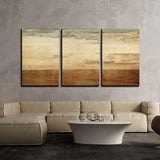 3 Piece Canvas Wall Art - Gold Color Abstract Artwork - Modern Home Decor Stretched and Framed