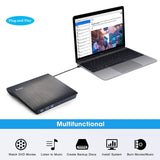 Rioddas External CD Drive, USB 3.0 Portable CD/DVD +/-RW Drive Slim DVD/CD ROM Rewriter Burner Superdrive High Speed Data Transfer