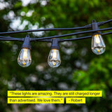 Ambience Pro - Waterproof LED Outdoor Solar String Lights - 1W Vintage Edison Bulbs - 27 Ft