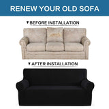 1 Piece Couch Cover Stretch Stylish Furniture Cover/Protector (Chair, Black)