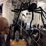 200" Halloween Spider Web + 59" Giant Spider Decorations Fake Spider
