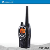 Midland - GXT1000VP4, 50 Channel GMRS Two-Way Radio - Up to 36 Mile Range Walkie Talkie, 142 Privacy Codes, Waterproof (3 Pack) (Black/Silver)