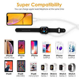 WORDIMA Watch Charger Magnetic Cable for iWatch4/3/2/1, 2in1 Wireless Charging Cable Competible with Apple Watch Series 4/3/2/1 and iPhone XR/XS