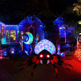 8 Foot Halloween Inflatable Spider, Air Blown Spider with Colorful LED Lights