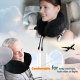 ZAMAT Breathable & Comfortable Memory Foam Travel Neck Pillow, U-Shaped Adjustable Airplane Car Flight Pillow, 360-Degree Head Support (Black)