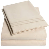 1500 Supreme Collection Extra Soft Twin Sheets Set, Beige - Luxury Bed Sheets Set with Deep Pocket Wrinkle Free Hypoallergenic Bedding Beige