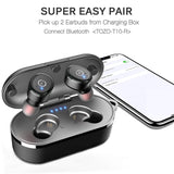 TOZO T10 Bluetooth 5.0 Wireless Earbuds with 【Wireless Charging Case】 IPX8 Waterproof TWS Stereo Headphones in-Ear Built-in Mic Headset Black
