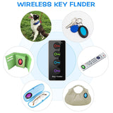 Key Finder, FindKey Wireless Key RF Locator Item Anti-Lost Tag Alarm Reminder Tracker Remote Finder,1 RF Transmitter 4 Receivers,Phone Pets Keychain