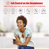 LETSCOM Bluetooth Headphones IPX7 Waterproof, Wireless Sport Earphones, HiFi Bass Stereo Sweatproof Earbuds w/Mic, Noise Cancelling Headset BlueGray