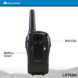 Midland - LXT500VP3, 22 Channel FRS Two-Way Radio with Channel Scan - Up to 24 Mile Range Walkie Talkie (Black)