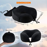 ZAMAT Breathable & Comfortable Memory Foam Travel Neck Pillow, U-Shaped Adjustable Airplane Car Flight Pillow, 360-Degree Head Support (Black)