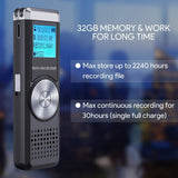 32GB Digital Voice Recorder,TENSAFEE Dictaphone Sound Activated Recorder, Portable Rechargeable HD Audio Recorder