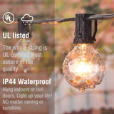 25Ft G40 Globe String Lights with Clear Bulbs,UL listed Backyard Patio Lights